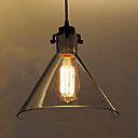 60W Contemporary Metal Pendant Light With Glass Shade