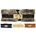Women's Elastic Rabbit Fur Wide Belt