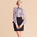 TS Print Chiffon Stehkragen Rüschen Bluse Shirt