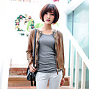 Long Sleeve Collarless PU Casual/Office Jacket