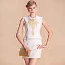 TS Gold Embroidery Round Neck Suit Style Sleeveless Sheath Dress