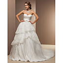 Ball Gown Sweetheart Chapel Train Tulle And Organza Wedding Dress