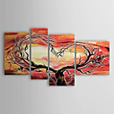 Hand-painted Abstract Oil Painting with Stretched Frame - Set of 4