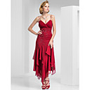 Trumpet/Mermaid Spaghetti Straps Tea-length Chiffon Evening Dress