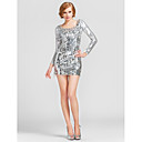 Sheath/Column Scoop Short/Mini Sequined And Tulle Cocktail Dress