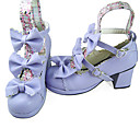 Handmade Purple PU Leather 6.3cm High Heel Country Lolita Shoes with Bow