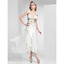 A-Line V-neck Ankle-Length Satin Evening Dress