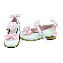 Handmade rosa e bianco in pelle PU 2,5 centimetri piatto Scarpe Sweet Lolita