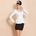 TS Beads Wasp Waist Ruffle Hem Blouse