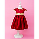 A-line | cinghie principessa tè lunghezza raso Flower Girl Dress