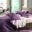 4PCS Morden Purple/Lilac Solid Flannel Duvet Cover Set