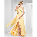 A-line One-Shoulder Sweep/Brush Train Chiffon Evening Dress