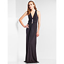 Sheath/Column V-neck Floor-length Knitwear Evening Dress