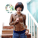 Long Sleeve Turndown Collar PU Casual/Office Jacket