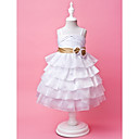 A-line | Princess Square tè lunghezza raso e tulle adorabile Flower Girl Dress