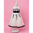 A-line | Principessa cinghie tè lunghezza organza e raso abito Flower Cute Girl