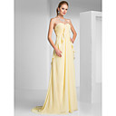 Sheath/ Column Sweetheart Sweep/ Brush Train Chiffon Elastic Woven Satin Evening Dress