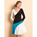 TS V Neck Contrast Color Pleats Dress