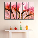28"-35" Country Red Flower Wall Clock in Canvas 5pcs
