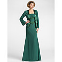 guaina / colonna senza spalline pavimento-lunghezza chiffon e tratto madre raso del vestito sposa con un involucro
