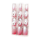 24PCS 3D Diamond Nail Art Tips Toepassing van Gum Luxe Bride Pink Bloempot