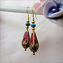 Folk Style Perline rame turchese Orecchini