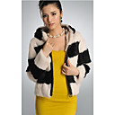 Long Sleeve Hooded Collar Rabbit Fur Casual/Party Jacket