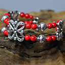 Vrouwen Zilveren Boog Red Layered Ballen zilveren armband