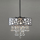 60W de cristal moderna frisada Luz pendente com 4 luzes e Black-Branco Sombra Tambor