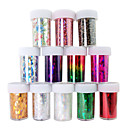 12pcs folha de laser unhas decorações estrelados adesivos de unhas no.1-12 (150x6x0.1cm)