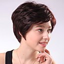Capless Short Chocolate Brown Curly Mixed Hair Wigs Side Bang