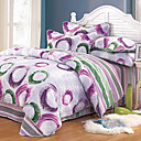 4PCS Circle Pattern Quilted Cotton Duvet Cover Set
