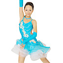 Spandex desempenho dancewear e tule com flores Vestido de Dança Latina para as crianças mais cores