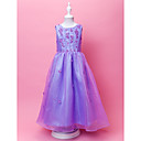 A-line Scoop Floor-length Organza Flower Gril Dress