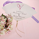 Personalized Pearl Paper Hand Fan - Heart (Set of 12)