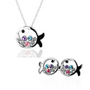 18K Pescado La Plata Joyas Mujeres de Cristal Establecer como collares, aretes