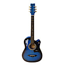 MALE - (tilo) 38 "guitarra acústica para principiantes con asas / Correa / Selecciones / Cuerdas / Pitch Pipe / Capo (Azul)
