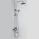 Chrome Finish Contemporary Style Wall Mounted Shower Faucets with Diameter 20cm Shower Head + Hand Shower