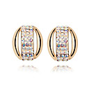 Fabuleux ovale en or 18 carats plaqué d'alliage de haute qualité et boucles d'oreilles en cristal (plus de couleurs)