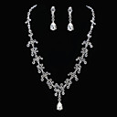 Aleación con diamantes de imitación conjunto de joyería de las mujeres incluyendo collares, aretes