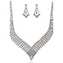 Marvelous Czech Rhinestones With Alloy Plated Wedding Bridal Necklace And Earrings Jewelry Set