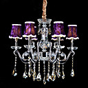 Luz de cristal pendente com 6 luz roxa Hat Sombra