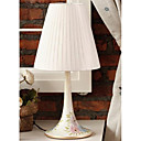 40W Modern Table Light with Fabric Shade and Flower Decor in Lampstand