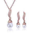 18K revestida com Pearl Jóias Mulher Conjunto, incluindo colar, brincos
