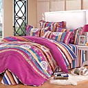 4PCS Colorful Stripe Quilted Cotton Duvet Cover Set