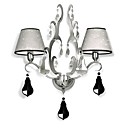 60W Applique Lustre avec abat-jour en tissu Accent et Pendentifs Cristal Noir