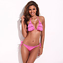 Giochi per bambini con Ruffle trim - RELLECIGA rosa chiaro anteriore volant Triangle Top Silky-Soft Bikini Set con dettaglio strass Stampato