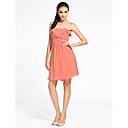 Sheath/Column Strapless Knee-length Chiffon Bridesmaid Dress