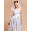 Two-tier Fingertip Wedding Veil With Beaded Edge