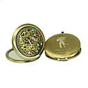 Personalized Chrome Compact Mirror Favor With Rhinestone